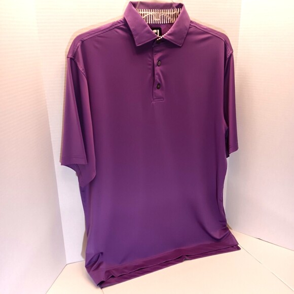 FootJoy Shirt Men L Purple Polo Performance Stretch Short Sleeve Golf Preppy - Picture 2 of 7